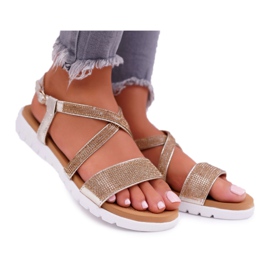Kvinders sandaler Lu Boo med cubic zirconia 406-5 guld Stella gylden
