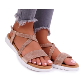 Kvinders sandaler Lu Boo med Cubic Zirconia 406-5 Rose Gold Stella lyserød gul
