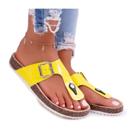 SEA Kvinders hjemmesko Flip-flops på propper, lakeret gul palet