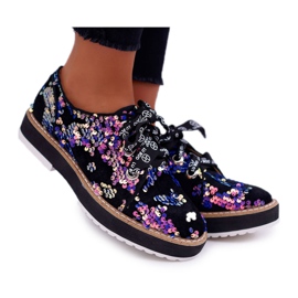 Kvinders Brogues Lu Boo Violet Pailletter Moonlight sort flerfarvet