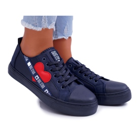 Kvinders sneakers Big Star marineblå med et hjerte EE274258 marine blå