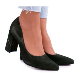 Dame Pumper Laura Messi Suede Olive 2050 Tiffany grøn