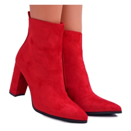FRID Damestøvler på hæl med lynlås i Spitz Red Ferol rød