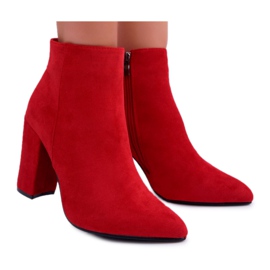 FW1 Kvindestøvler på en hæl Suede Red Sharks rød
