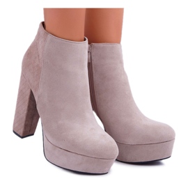 FW1 Kvinders støvler på hæl og platform ruskind Beige Celinne