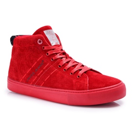 Herresneakers High Cross Jeans Læder Ruskind Rød EE1R4055C