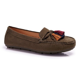 S.Barski Loafers til kvinder Suede Khaki S. Barki A199 Mohabe grøn