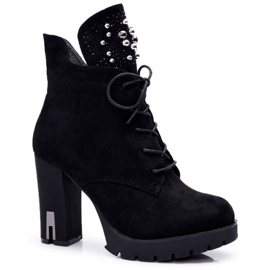 EVE Kvindestøvler på en hæl og Platform Suede Black Fieste sort