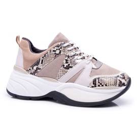 Sportssko til kvinder Beige Snake Skin Larey