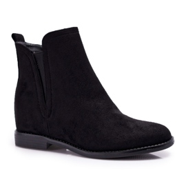 BUGO Kvindestøvler på en kile Suede Black Tema sort
