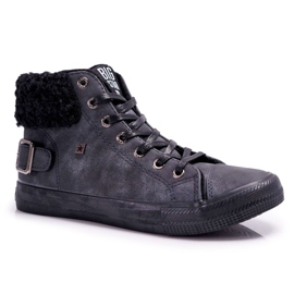 Kvinders sneakers Big Star High Warm Black EE274080 sort