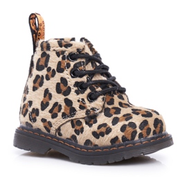FRROCK Børnesko med lynlås leopardmønster Lilo brun flerfarvet
