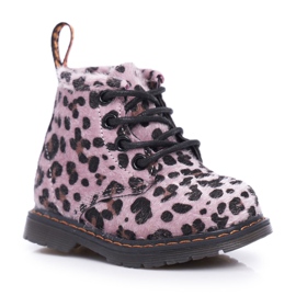 FRROCK Børnesko med lynlås, lyserødt leopardprint Lilo flerfarvet