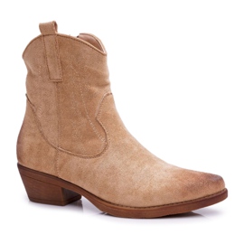 BUGO Cowboystøvler til kvinder Suede Beige Ferders