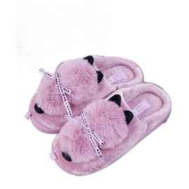 BUGO Kvinders hjemmesko med pels killing Pink Kitty lyserød