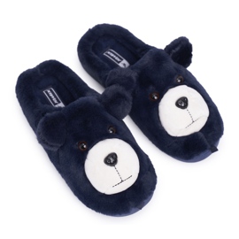 BUGO Kvinders hjemmesko med bamse marine blå