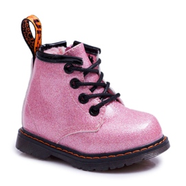 FRROCK Børns varme støvler med lynlås, lakeret glitter pink Mistor lyserød