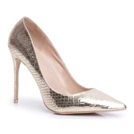 Kvinders høje hæle Lu Boo Snake Skin Gold BC-791 gylden