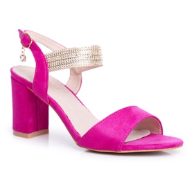 S.Barski Kvinders sandaler på hæl ruskind Fuchsia Enjoy lyserød