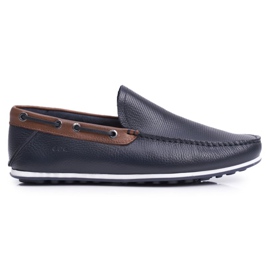 Loafers til mænd GOE Navy Blue Leather FF1N3051 marine blå
