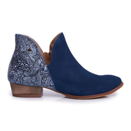 Flade støvler til kvinder Maciejka Spring Leather Navy Blue 04091-47 marine blå