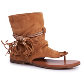 SEA Kvinders sandaler Klip-klapper Med Camel SL1011 Madrit brun