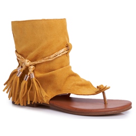 PS1 Kvinders sandaler Klip-klapper med en skaft gul SL1011 Madrit