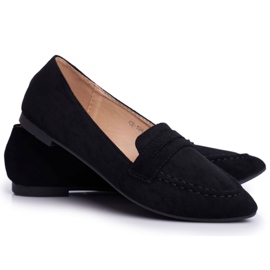 BUGO Loafers til kvinder i ruskind CH-1M6 Black Laveria sort