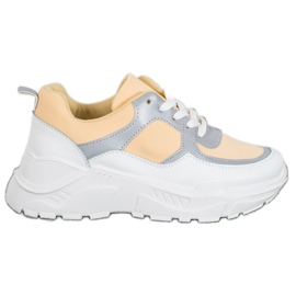 SHELOVET Klassiske gule sneakers hvid