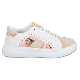 SHELOVET Moderigtige sneakers på platformen hvid brun