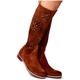 Kvinders høje støvler Maciejka Leather Openwork Camel 04525-29 brun