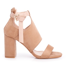 Vinceza Kvinders sandaler på Beige palmer med høj hæl