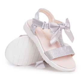 FRROCK Børnesandaler med velcro til piger sølv Bella grå