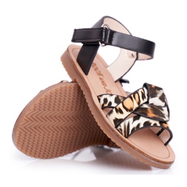 FRROCK Børnesandaler med velcro til piger Leopard Mimi sort