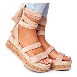 HAN Kvinders sandaler på platformen bundet Beige La Favorite