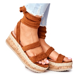 FS1 Kvinders sandaler på platformen bundet Camel La Favorite brun