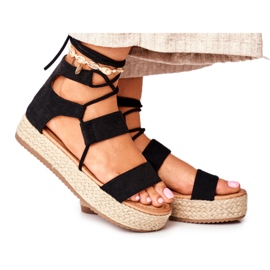 Kvinders espadriller på platformen bundet sort Fuerta