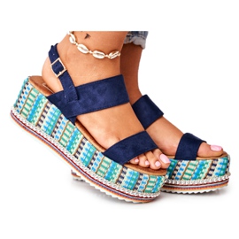 FW1 Kvinders sandaler på Wedge Espadrilles, marineblå Sandy marine blå