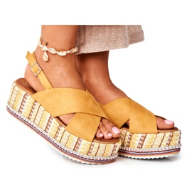 FW1 Kvinders sandaler på kile Espadrilles gul sandet