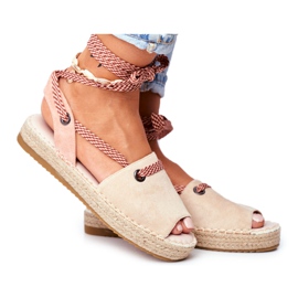 FRJ Kvinders espadriller på den beige Monacoz hørplatform