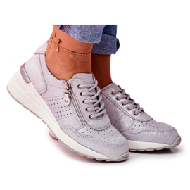 Vinceza Kvinders sportssko Sneakers Læder Sølv FT20-8675 Better Way grå