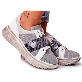 Sportssko Dame lædersneakers Maciejka 04448-03 hvid grå