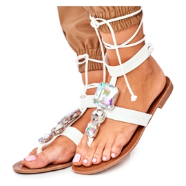 PS1 Kvinders Sandaler Gladiator Med Krystaller Hvid Volare