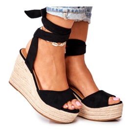 FRID Kvinders sandaler på kile Espadrilles sort Ollie