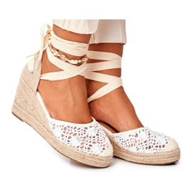 FRID Kvinders sandaler på kile Espadrilles blonder Vieno hvid