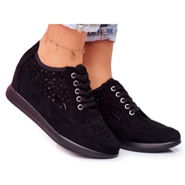 Dame Sneakers Sergio Leone Openwork Sort PB122