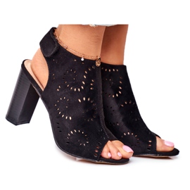 EVE Kvinders sandaler på en hæl med åbent velcro -sorte regler