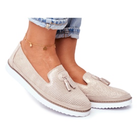 EVE Dame Loafers Læder Guld Amore Mio gylden