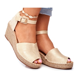 EVE Kvinders sandaler på kile Espadrilles Golden Maritta gylden