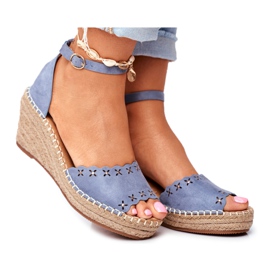 EVE Kvinders sandaler på en kile Espadrilles Blue Skytten blå